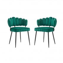 Ensemble de 2 chaises en velours avec dossier rond, pour salle à manger, salon ou chambre,Émeraude