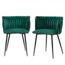 Ensemble de chaises de salle à manger modernes et luxueuses en velours,pour salle à manger, salon et chambre à coucher (lot de 2), Émeraude