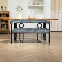 Canapé double avec dossier arrondi, tissu chenille, design moderne, Gris