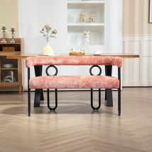 Canapé double avec dossier arrondi, tissu chenille, design ergonomique, Rose