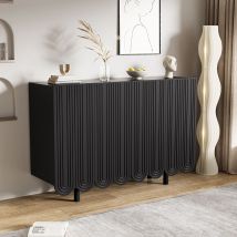 Meuble bas pour cuisine en forme de larme, Buffet pour cuisine avec portes profilées, 120×37,5×80,8 cm, Noir   Aosom France