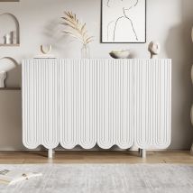 Buffet en forme de larme, avec portes profilées, 120×37,5×80,8 cm, Blanc