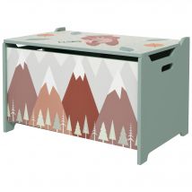 ZONEKIZ Spielzeugkiste mit Deckel, Spielzeugtruhe mit niedlichem Tierdesign, Aufbewahrungsbox mit Deckel-Sicherheitsscharnier, Griff, für Kinderzimmer, Schlafzimmer, Grün   Aosom