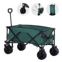 Outsunny Bollerwagen faltbar Handwagen 360° Gartenwagen mit verstellbarem Teleskopgriff bis 20kg, Metall und Oxford, grün 108x55x59-89cm   Aosom.de