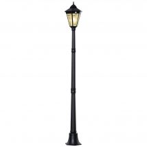 Outsunny Lanterne Solaire de Jardin Lampe de Jardin Lampadaire avec 19 LED 130 lumens 3000K Aluminium verre trempé Noir 22 x 22 x 194 cm