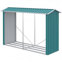 Outsunny Holzlagerung für Kaminholz aus feuerverzinktem Stahl - 240 x 86 x 160 cm grün   Aosom