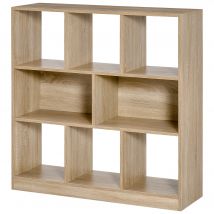 HOMCOM Étagère à Livres Étagère Standregal, 8 Compartiments, 97,5 x 30 x 100 cm, Aspect Chêne