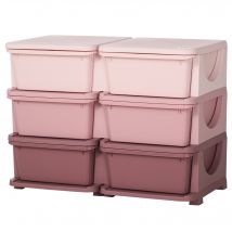 HOMCOM Boîte de rangement pour enfants, Boîte de rangement pour enfants, 3 tiroirs, Rose