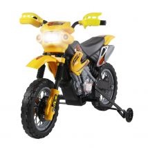 HOMCOM Elektro Motocross für Kinder 3 bis 6 Jahre 6 V Scheinwerfer Hupe Musik 102 x 53 x 66 cm Gelb und Schwarz   Aosom