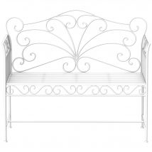 Outsunny Banc de Jardin Parc Banquette Bank Mobilier de Jardin 2 Places en Métal Blanc