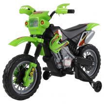 HOMCOM Elektromotorrad für Kinder 3 bis 6 Jahre 6 V Lichter Hupe Musik 102 x 53 x 66 cm Grün und Schwarz   Aosom