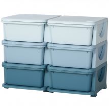 HOMCOM Boîte de rangement pour enfants, Boîte de rangement pour enfants, 3 tiroirs, Bleu