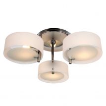 HOMCOM Plafonnier Lustre 40W Luminaire à 3 lampes Chromé en Acrylique E27, Blanc Chaud, Ø64xH20cm