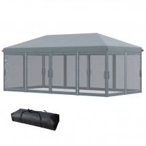 Outsunny Gartenpavillon Faltbarer Pop-up-Pavillon 6 x 3 m mit abnehmbaren Moskitonetzen + Transporttasche Grau   Aosom