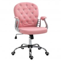 Vinsetto Chaise de Bureau Chaise de Bureau Ergonomique avec Accoudoir Dossier Rembourré Chaise d'Ordinateur en Similicuir Réglable en Hauteur, Rose