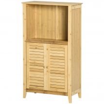 HOMCOM Armoire de Salle de Bain avec Étagère ouverte, Étagère de Rangement pour Salle de Bain, Étagère sur Pied, en Bambou, Naturel, 50 x 25,5 x 92 cm