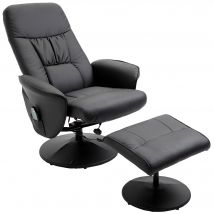 HOMCOM Relaxsessel avec repose-pieds, fauteuil de massage électrique avec fonction de relaxation, 10 points de massage, fauteuil TV pivotant avec poche latérale, télécommande, similicuir, noir