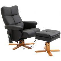 HOMCOM Fauteuil Relax Massagesessel avec Repose-Pieds Rangement Fonction Inclinable TV Sessel 145° d'Inclinaison Polyester Noir 80x86x99cm