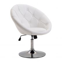 HOMCOM Tabouret de travail Tabouret pivotant Chaise de bureau réglable en hauteur, simili cuir + acier, noir/blanc, 71x59x78-90cm (Blanc)