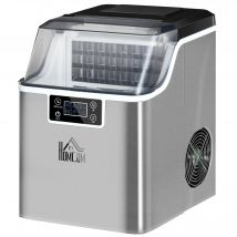HOMCOM Machine à Glaçons Distributeur de Glaçons Ice-Maker 20kg/24h 2,3L Machine à Glaçons avec Réservoir d'Eau de 3,2 L, Argent