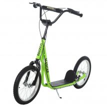 HOMCOM Trottinette pour Enfants City Scooter Trotinette Freestyle Patinette Kickboard avec Pneus Gonflables et Frein à Main Scooter pour Enfants à partir de 5 Ans 16 Pouces Vert 139 x 58 x 90-96 cm