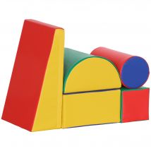 HOMCOM Blocs de construction souples, jouet d'escalade et de ramper, similicuir, mousse EPE, Multicolore, différentes formes