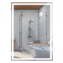 HOMCOM Miroir de salle de bain Miroir mural LED. Interrupteur tactile, Blanc