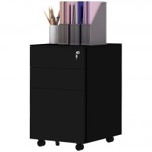 Vinsetto Rollcontainer Aktenschrank, 3 Schubladen, verrouillable, mobile, 37 cm x 43,5 cm x 60 cm, Noir