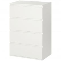 HOMCOM Commode Sideboard avec 4 tiroirs, 55 cm x 33 cm x 80 cm, Blanc
