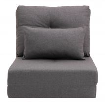 HOMCOM Canapé de sol Matelas pliant, Design 2-en-1, coussin amovible, 60 x 80 x 56 cm, Gris foncé