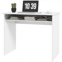 HOMCOM Computertisch schlicht und kompakt mit 1 Regal, Spanplatten, Maße 90l x 50B x 74H cm, Lackweiß   Aosom
