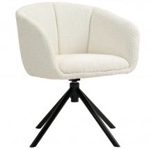 HOMCOM Fauteuil, Fauteuil rembourré avec coque confortable, pivotant, revêtement douillet, jusqu'à 120 kg, Blanc crème