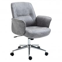 Vinsetto Chaise de Bureau Chaise pivotante réglable en hauteur Chaise de travail ergonomique jusqu'à 120 kg Microfibre Gris clair 67x69x92-102cm