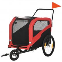 PawHut Remorque pour Enfants Remorque à Vélo, avec Réflecteurs, 1 Drapeau, 170 cm x 77 cm x 90 cm, Rouge
