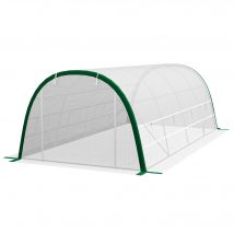 Outsunny Garten-Tunnelgewächshaus 18 m² Tomaten-Gewächshaus dim. 6L x 3B x 2H m - 8 Fenster, Aufrollbare Reißverschlusstür - Verzinkter Stahlrahmen, PE-Hochdichtebeschichtung Weiß   Aosom
