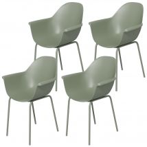 Outsunny Ensemble de 4 chaises de jardin, avec dossier haut/accoudoirs, résistant aux intempéries, jusqu'à 120 kg, plastique/métal, Vert