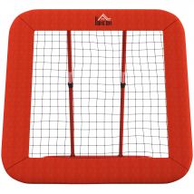 HOMCOM Filet de rebond de football, réglable, pliable, cadre métallique, filet en PE tout temps, inclus piquets, Rouge