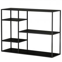 HOMCOM Étagère de rangement en métal étagère à livres étagère de stockage étagère de fichiers avec 5 étagères ouvertes Noir 120x35x87,5cm