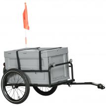 HOMCOM Fahrradanhänger mit abnehmbarer und klappbarer 65L Aufbewahrungsbox, Reifen und Sicherheitsreflektoren, maximale Traglast 40KG, Grau   Aosom