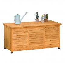 Outsunny Coffre de jardin, Coffre à coussins, Coffre de rangement, Coffre de jardin, résistant aux intempéries, Bois massif, 127x56x60cm Jaune