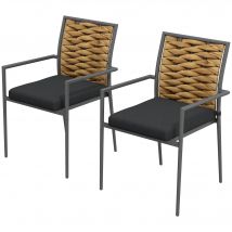Outsunny Chaises de jardin Chaises d'extérieur Chaises de terrasse, résistantes aux intempéries, design moderne, 57 x 58 x 87cm, Noir