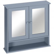 kleankin Wandspiegel mit Regal für Badezimmer 56L x 13B x 58H cm Doppeltüriger Spiegelschrank MDF Grau   Aosom