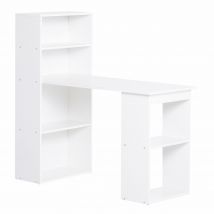 HOMCOM Bureau Bureau d'ordinateur, 2 Étagères, 5 Étagères, 120 cm x 55 cm x 120 cm, Blanc