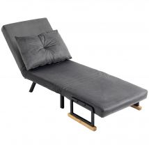 HOMCOM Fauteuil relax au design scandinave, chaise longue, fauteuil de lecture. Inclus coussin avec bouton à chevron, Noir + Nature
