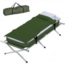 Outsunny Campingbett Feldbett, Set de 5 pièces, incl. sac de transport, 193 x 86 x 43/63 cm, Vert