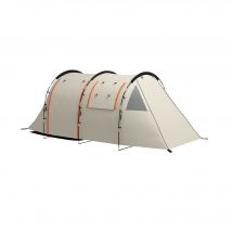 Outsunny Tente de Camping pour 4-5 Pers., fenêtres occultables, étanche, 180H x 460L x 230l cm, Kaki/Orange