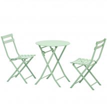 Ensemble de mobilier de jardin Outsunny pour 2 personnes Set de bistro avec 2 chaises pour la cour jardin pliable Vert