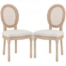 HOMCOM Ensemble de 2 chaises de salle à manger, chaises de cuisine, design vintage, aspect cannage viennois, nature + crème