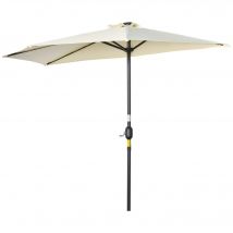 Outsunny Parasol, Parasol de Terrasse, demi-circulaire, avec Panneau Solaire, 20 LED, Manivelle, beige, 2,70 x 1,35 x 2,40 m