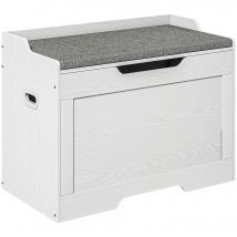 HOMCOM Coffre de Rangement 103 Litres, Banc-Coffre avec Charnière de Sécurité, Coussin d'Assise, pour différentes pièces, Blanc